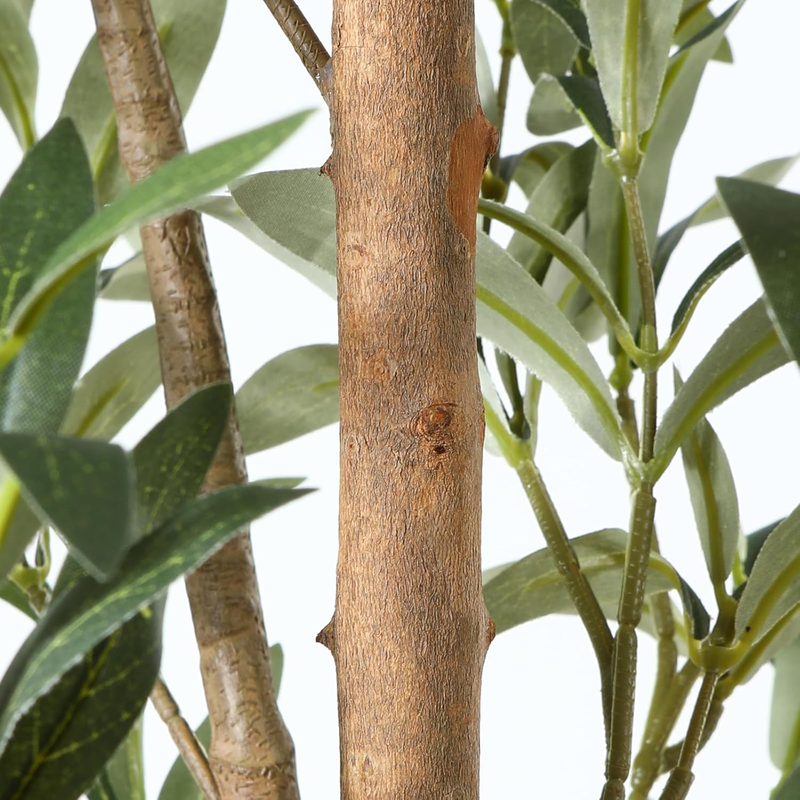 Artificial Olive Tree 6ft, Lush Faux Olive Tree for Indoor with Natural Wood Tru