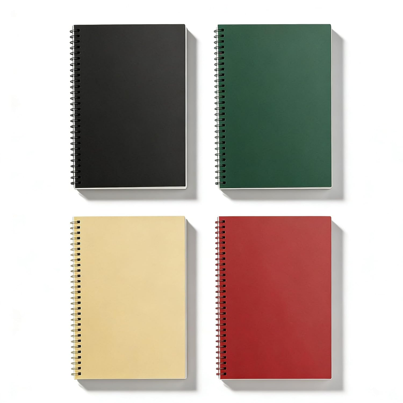 4-Pack A5 Spiral Notebooks, 60 Sheets College Ruled Paper, Hardcover Journal Not