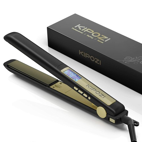 ایگرد | قیمت و خرید KIPOZI Hair Straightener Titanium Flat Iron Dual  Voltage LCD Display 1 In. Black