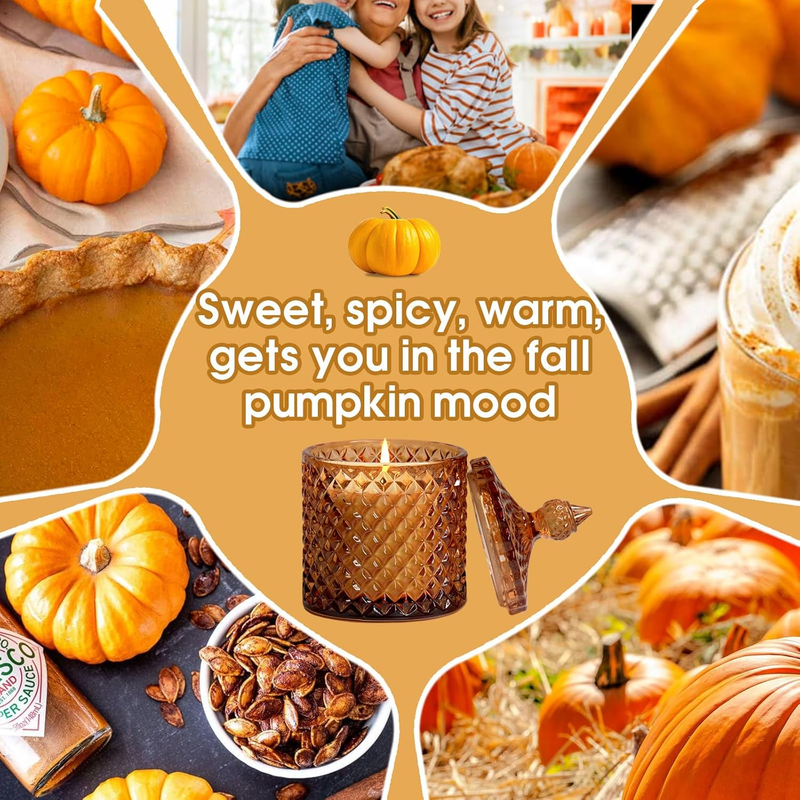 Pumpkin Spice Scented Candles,Sweet & Spicy Cinnamon Pumpkin Candles, Fall Scent