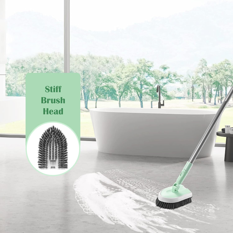Shower Scrubber with Long Handle for Cleaning, 2 in 1 Tub and Tile Scrubber, Int