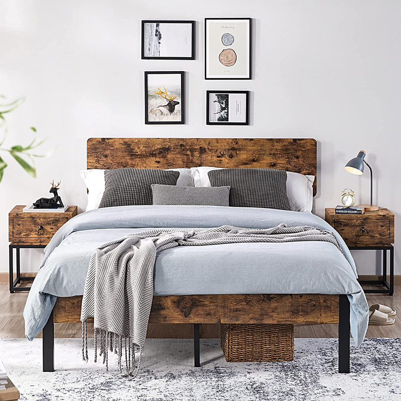 Metal Bed With Height-adjustable Wooden Headboard&footboard, No B