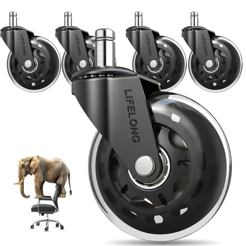 Office Chair Wheels Replacement Rubber Chair Casters for All Floors Including Ha