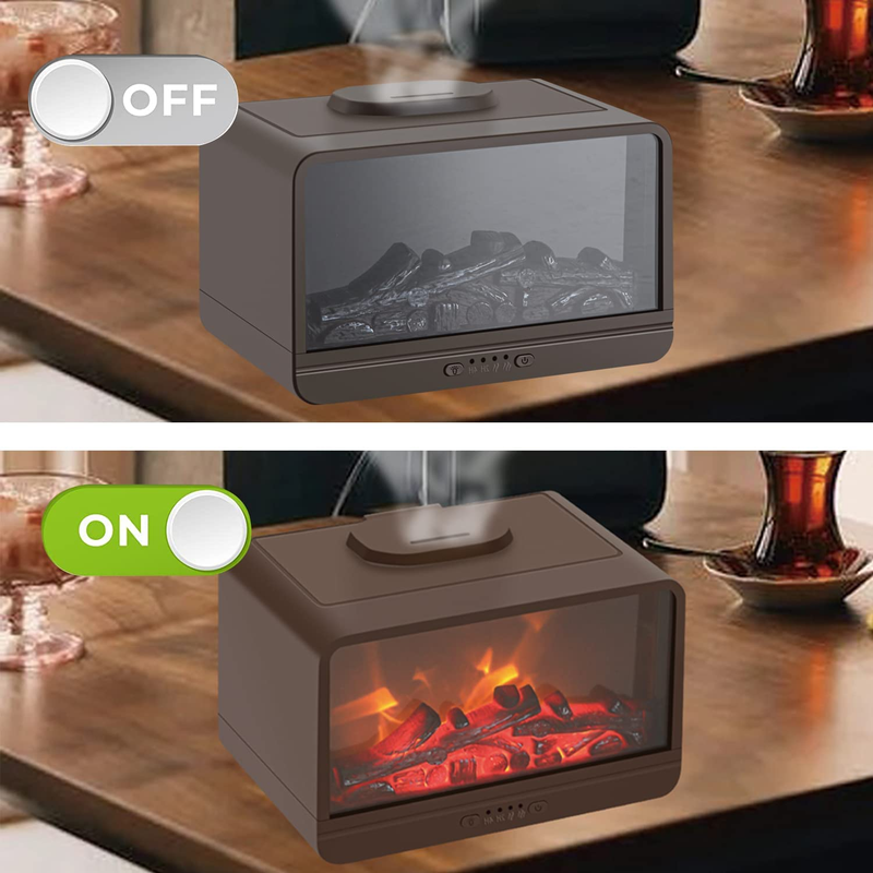Upgraded 300Ml Flame Fireplace Essential Oil Diffusers,Fireplace Humidifier,Ultr