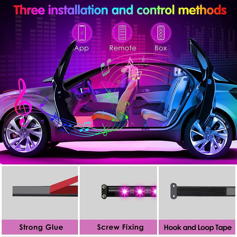 Car Accessories Interior Car LED Lights with Remote and APP Control Music Sync C