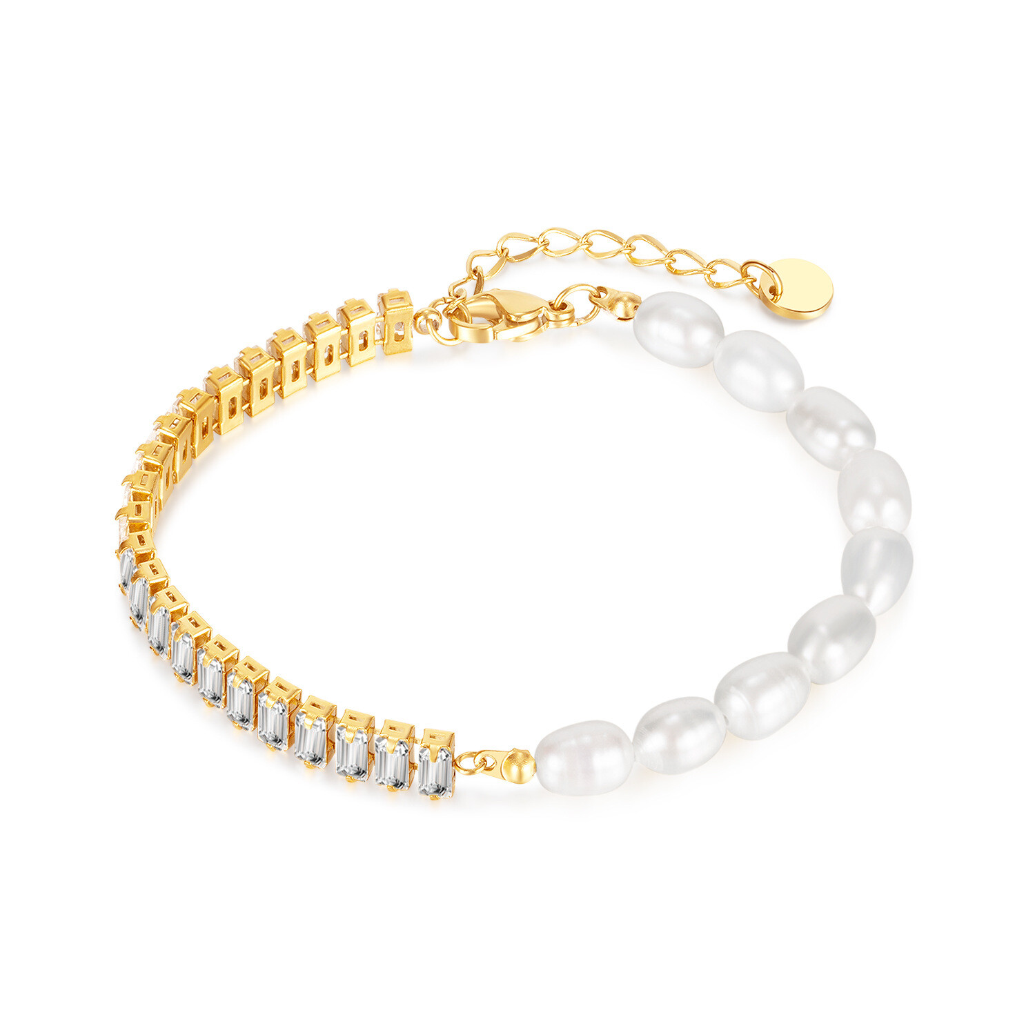 Unique and Stylish Stainless Steel Cubic Zirconia and Pearl