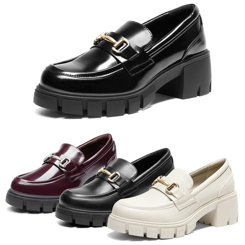 Women Comfortable Slip On Casual Loafers Low Chunky Heel