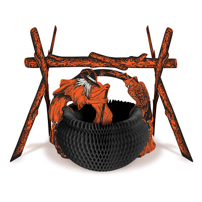 Halloween Decoration Witch Fireplace Centerpiece Beistle Reproduction Cauldron