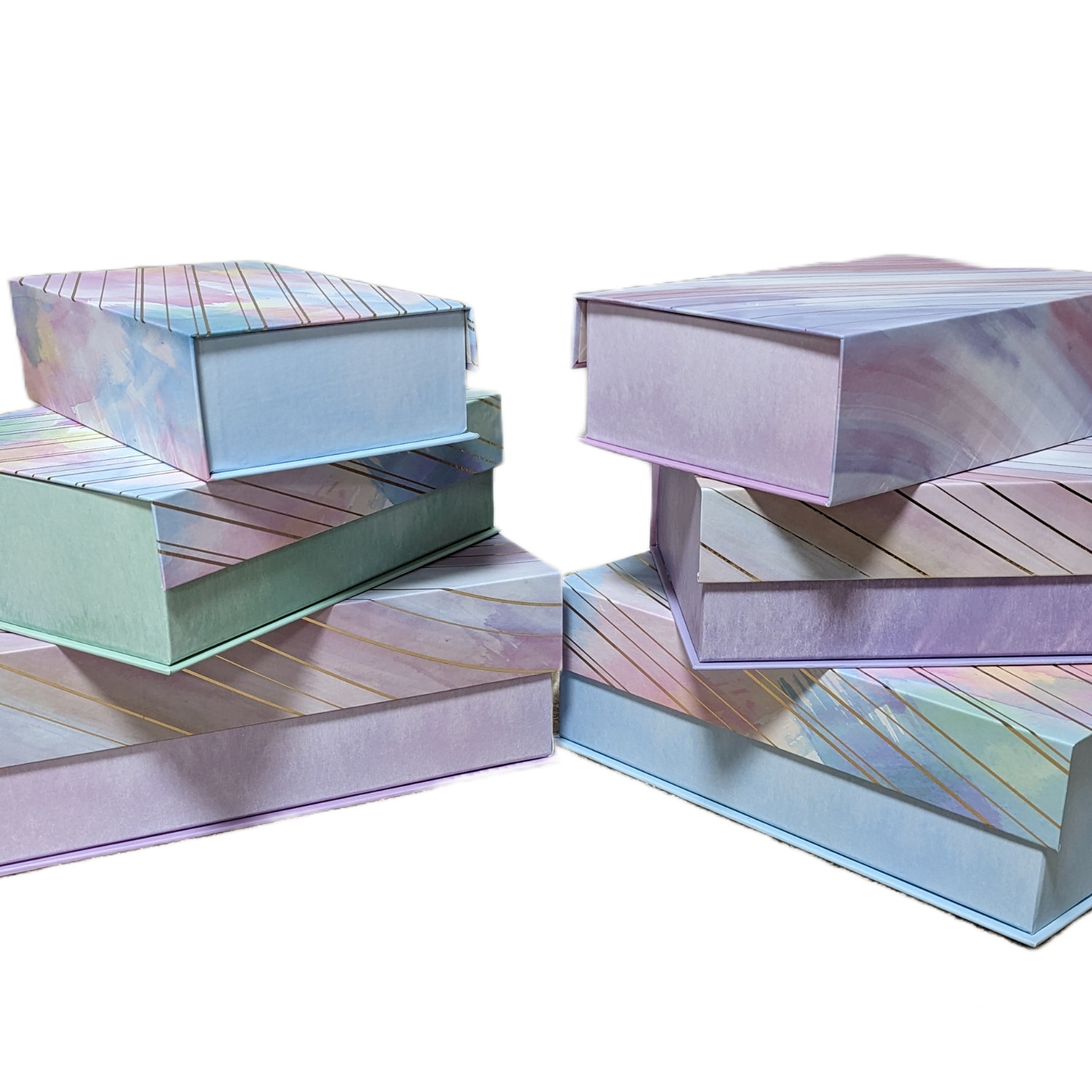 Pastel Magnetic Flip Top Gift Box Set-Variety of Sizes and