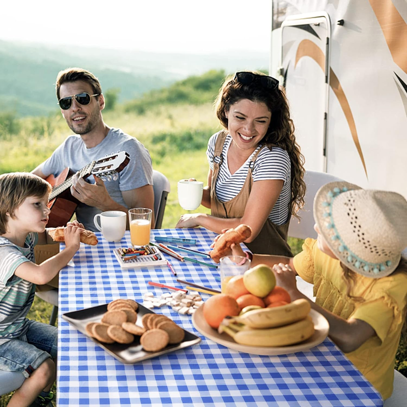 Rectangle Picnic Table Cover with Bench Covers, Fitted Vinyl Tablecloth for 6 FT