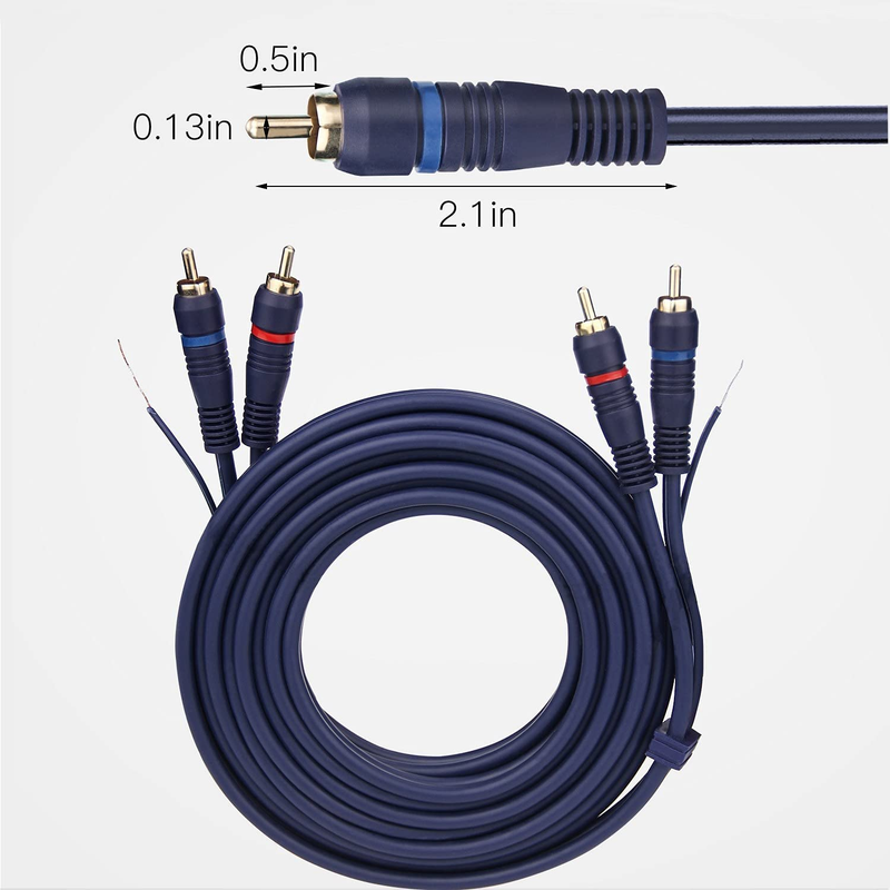 RCA Cable with Ground Wire, 6Ft Turntable Cable Gold Plated 2RCA Male to 2RCA