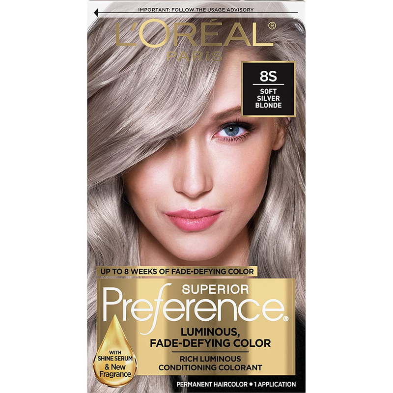 Superior Preference Fade-Defying+Shine Permanent Hair Color,8S Soft Silver Blond