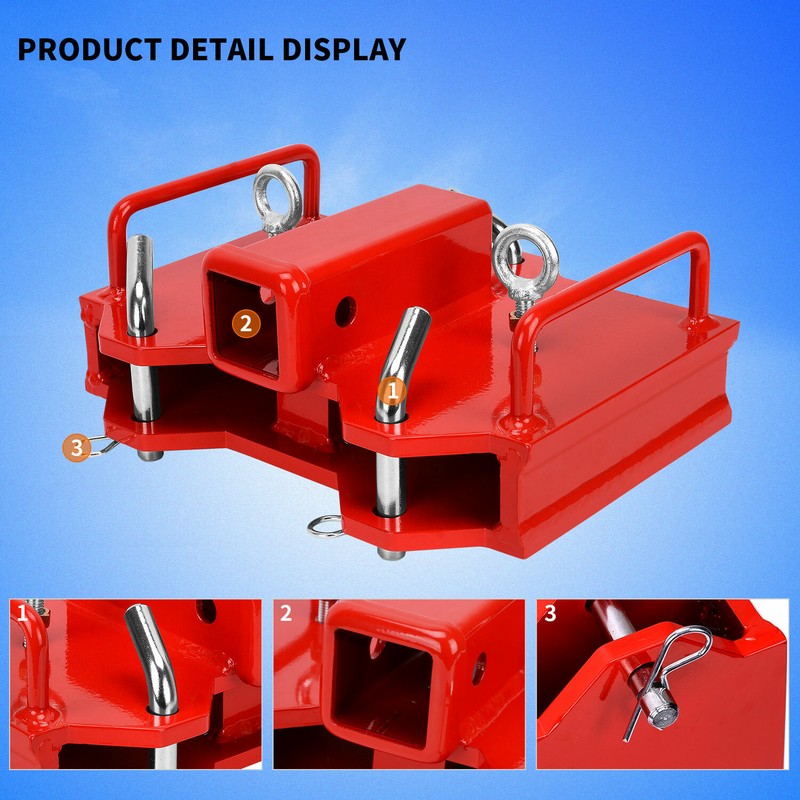 2" Trailer Hitch Receiver Dual Pallet Fork Forklift Towing Adapter