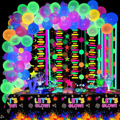 Neon Glow in the Dark Birthday Party Decorations Supplies Glow Party Neon Balloo