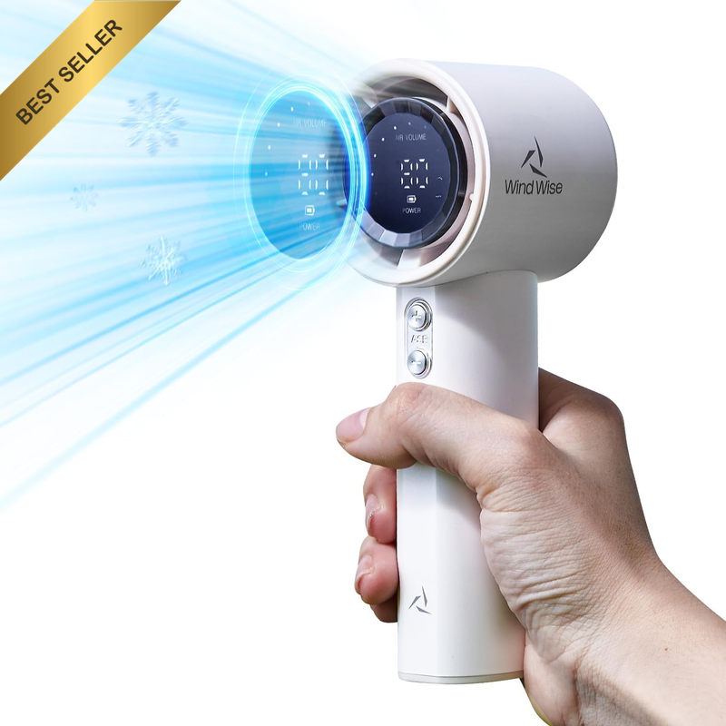Portable Handheld Fan 4000mAh Smart LED Display USB-C Rechargeable White