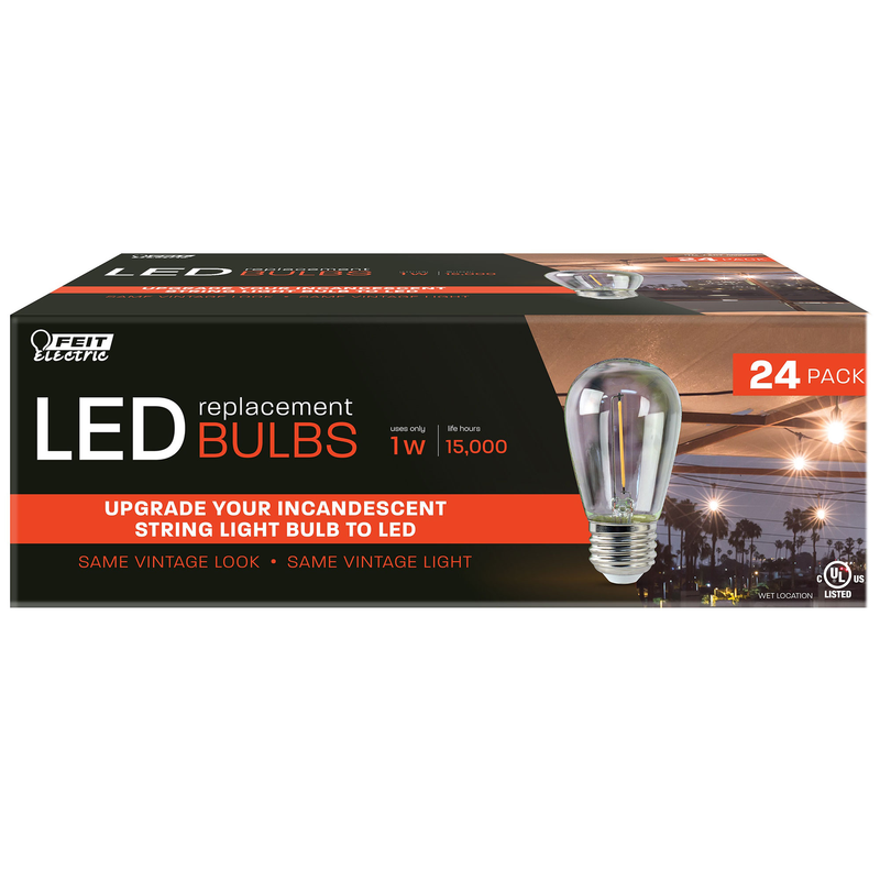 Feit Electric LED Replacement String Light Bulbs, 24-Pack