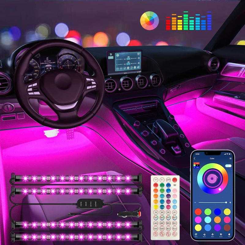 Car Accessories Interior Car LED Lights with Remote and APP Control Music Sync C