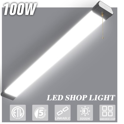 Linkable 100W LED SHOP LIGHT 5000K Daylight Fixture LED Ceiling Tube Garage Lamp
