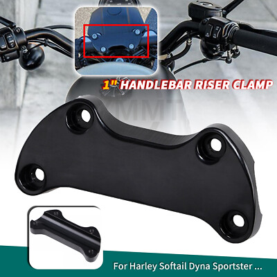 Black Smooth Handlebar Risers Top Clamp For Harley Touring Road King Glide Dyna