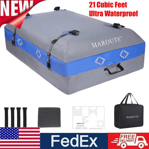 21 Cubic Ft. Rooftop Bag Cargo Carrier Waterproof for All Car with/Without Rack