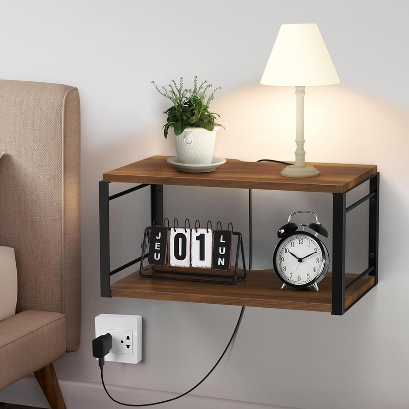Table Drawer Walnut Compact Bed Floating Side