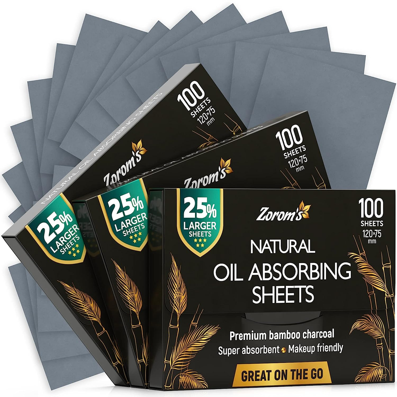Blotting Sheets For Face With Bamboo Charcoal - 25% Larger - 3pk/300