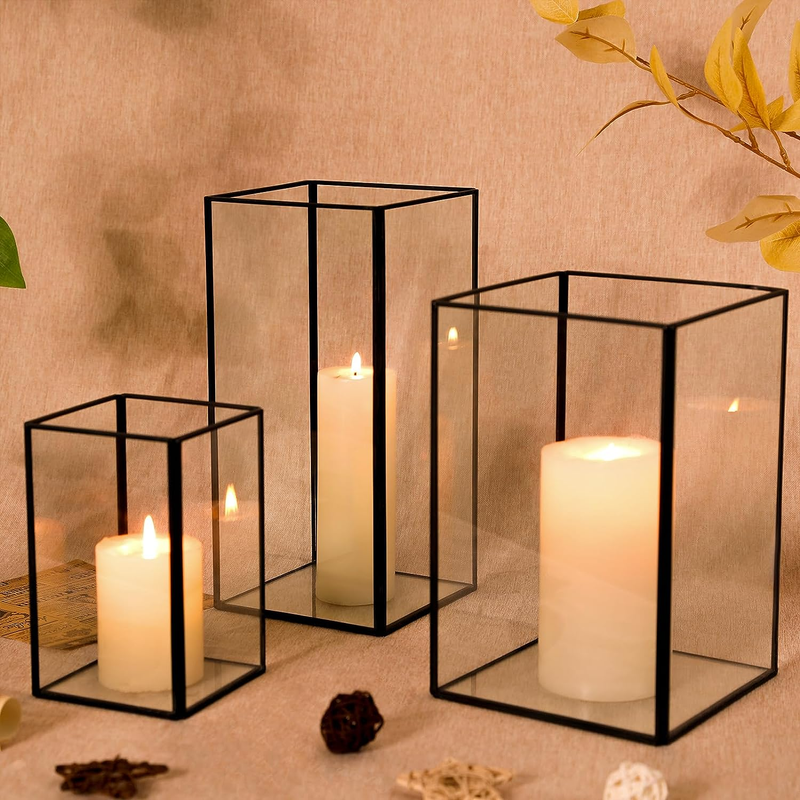 Set Of 3 Crystal Glass Candle Holders For Table Ce