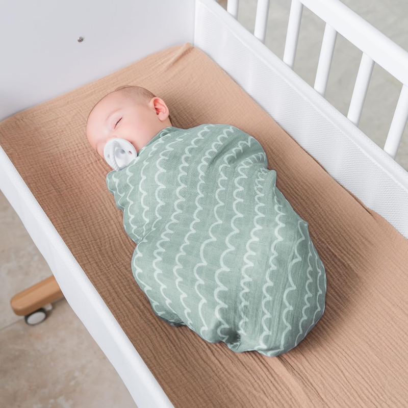 Muslin Swaddle Blankets Pack of 4 - 119 x 119 cm, Soft Cotton Baby Blanket Set,