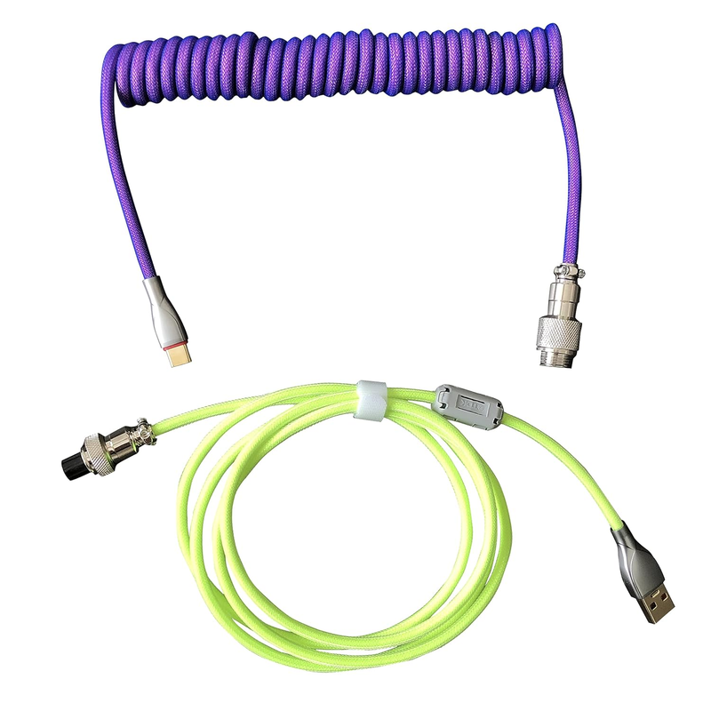 Custom Double-Sleeved Mechanical Keyboard Cable, Handmade Coiled USB C Cable Art