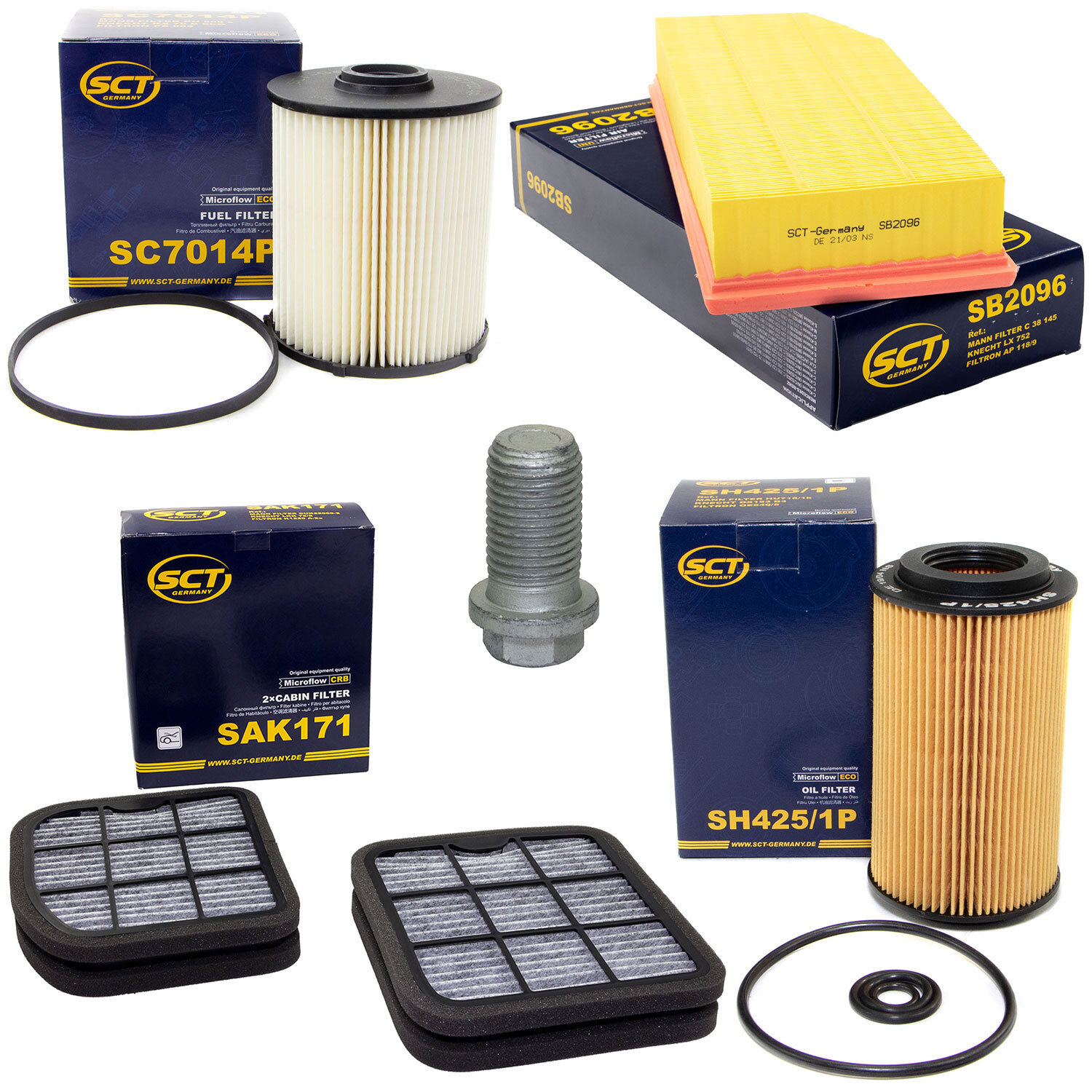 Filter Set Kraftstoff-ÖL-Luft-Innenraum + Schraube für Mercedes E-Klasse W210