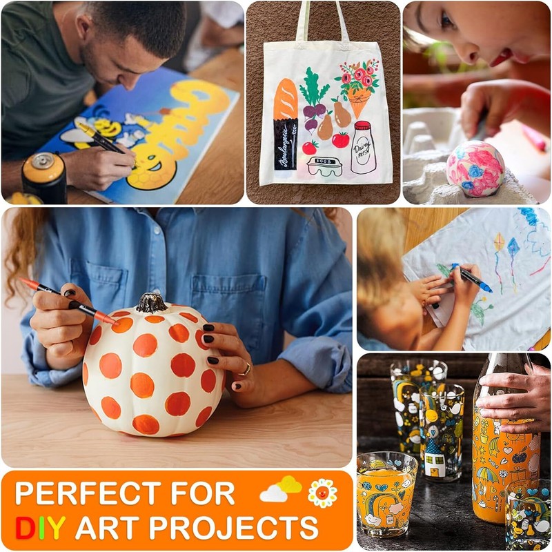 Acrylic Paint Pens Markers Dual Dot Tip Rock Painting Ceramic Wood Glass Plastic