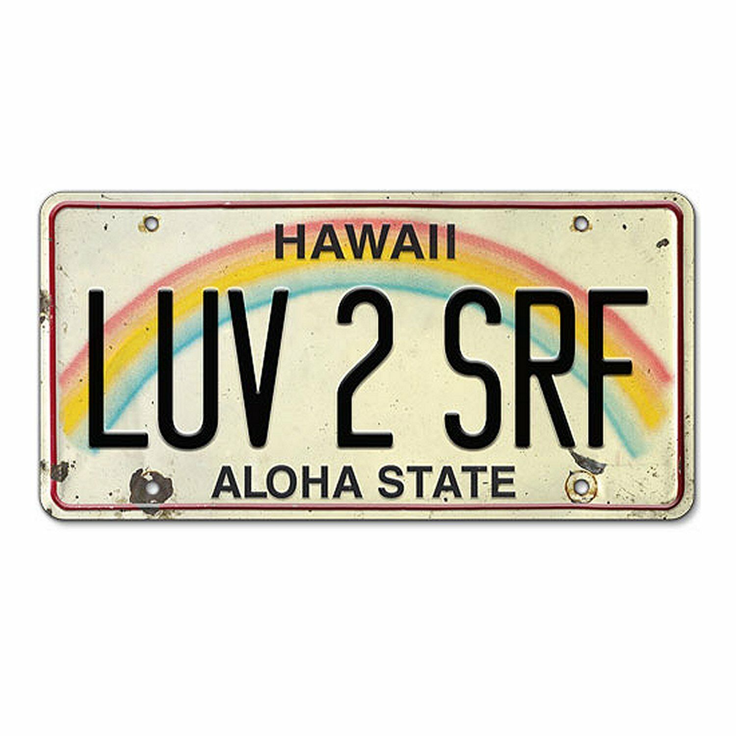 6in x 12in Vintage Hawaiian Embossed Love Surfing License 6in x 12in Vintage Hawaiian Embossed Love Surfing License