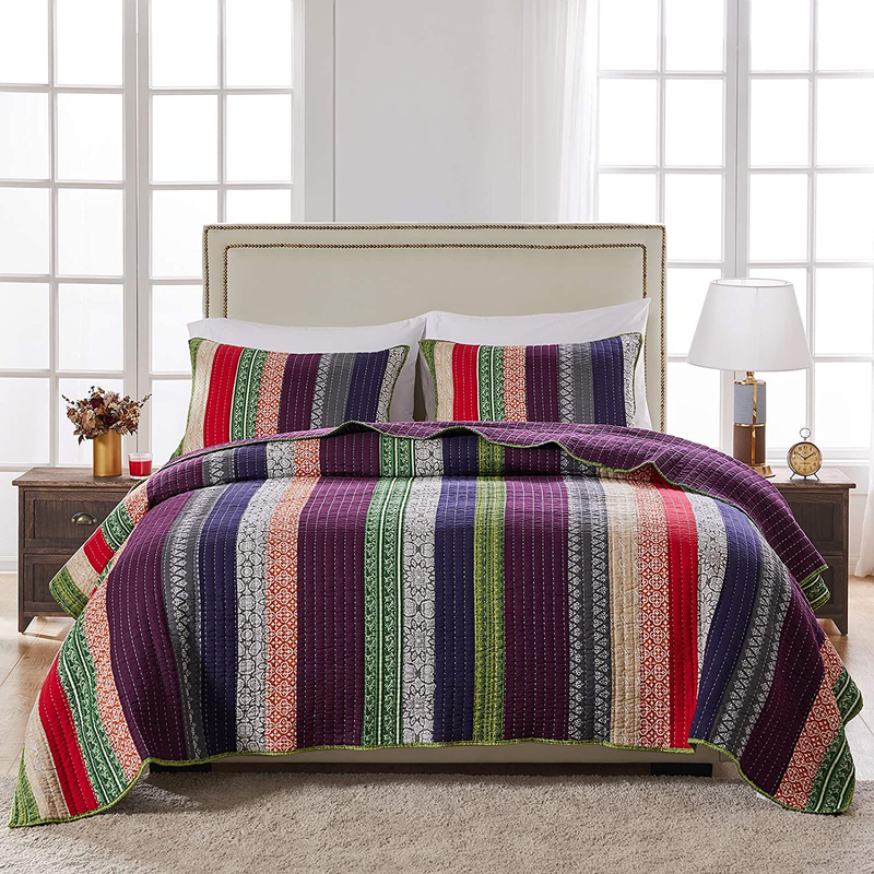 Greenland Home Marley 100% Cotton Oversized Quilt Set, 3-Pie
