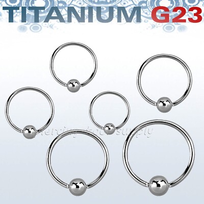 PAIR G23 Solid Titanium Captive Bead Ring Earrings Cartilage Lip Labret Septum