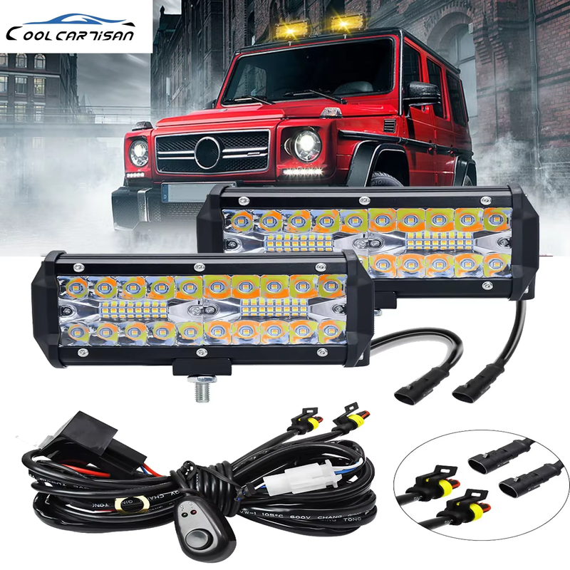 LED Mile Headlight Bar Running Off Road Boat Work Light Switch Wire Harness Driv