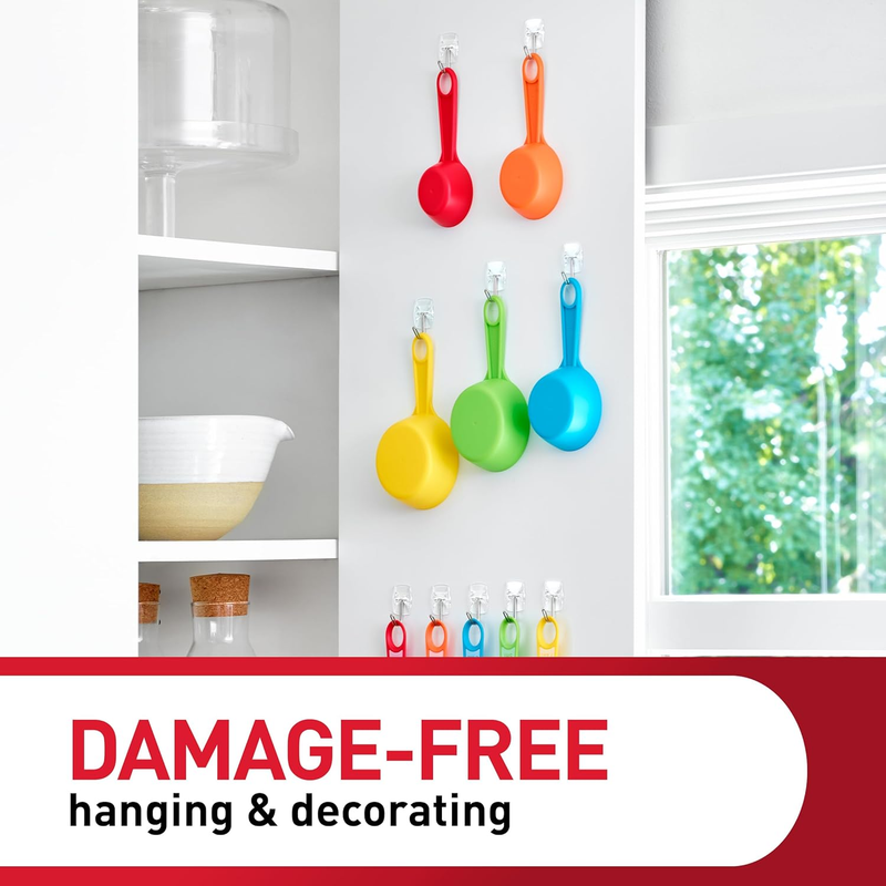 Small Wire Toggle Hooks, Damage Free Hanging Wall Hooks with Adhesive Strips, No