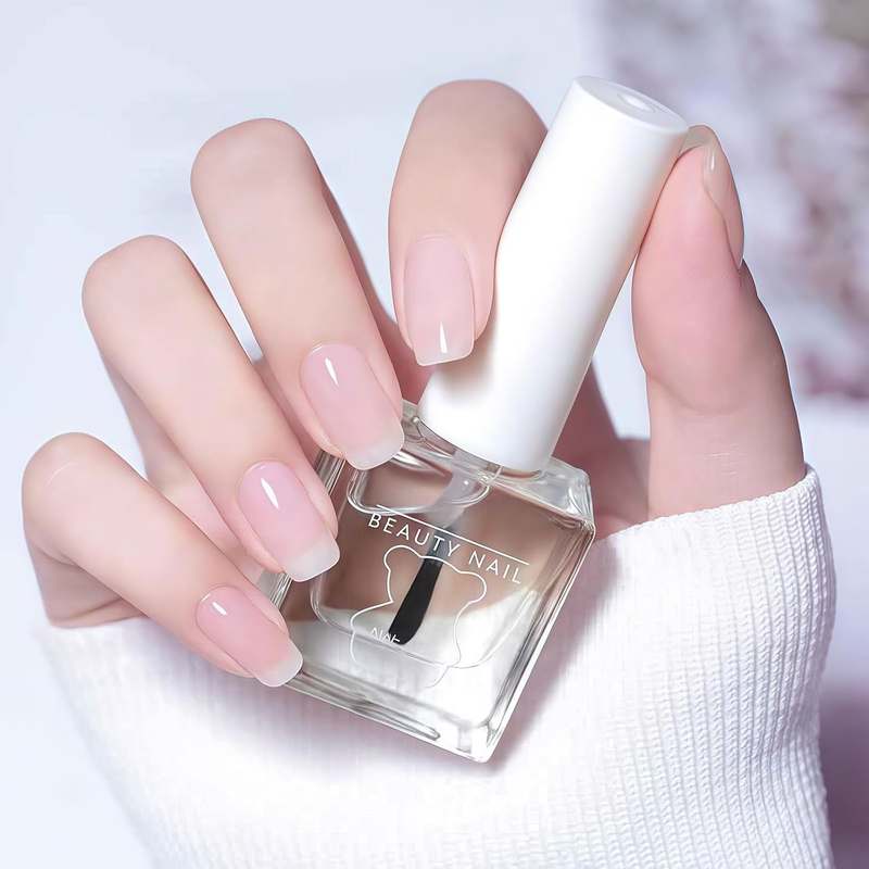 Clear 2 in 1 Water-Based Top Coat & Base Coat Nail Varnish - Quick Dry Long Last