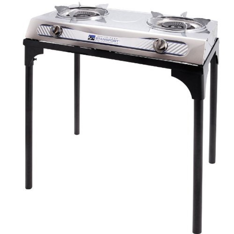 Propane Camping Stove 2 Burner Portable Bbq Grill Cooker Table Stand Combo Set