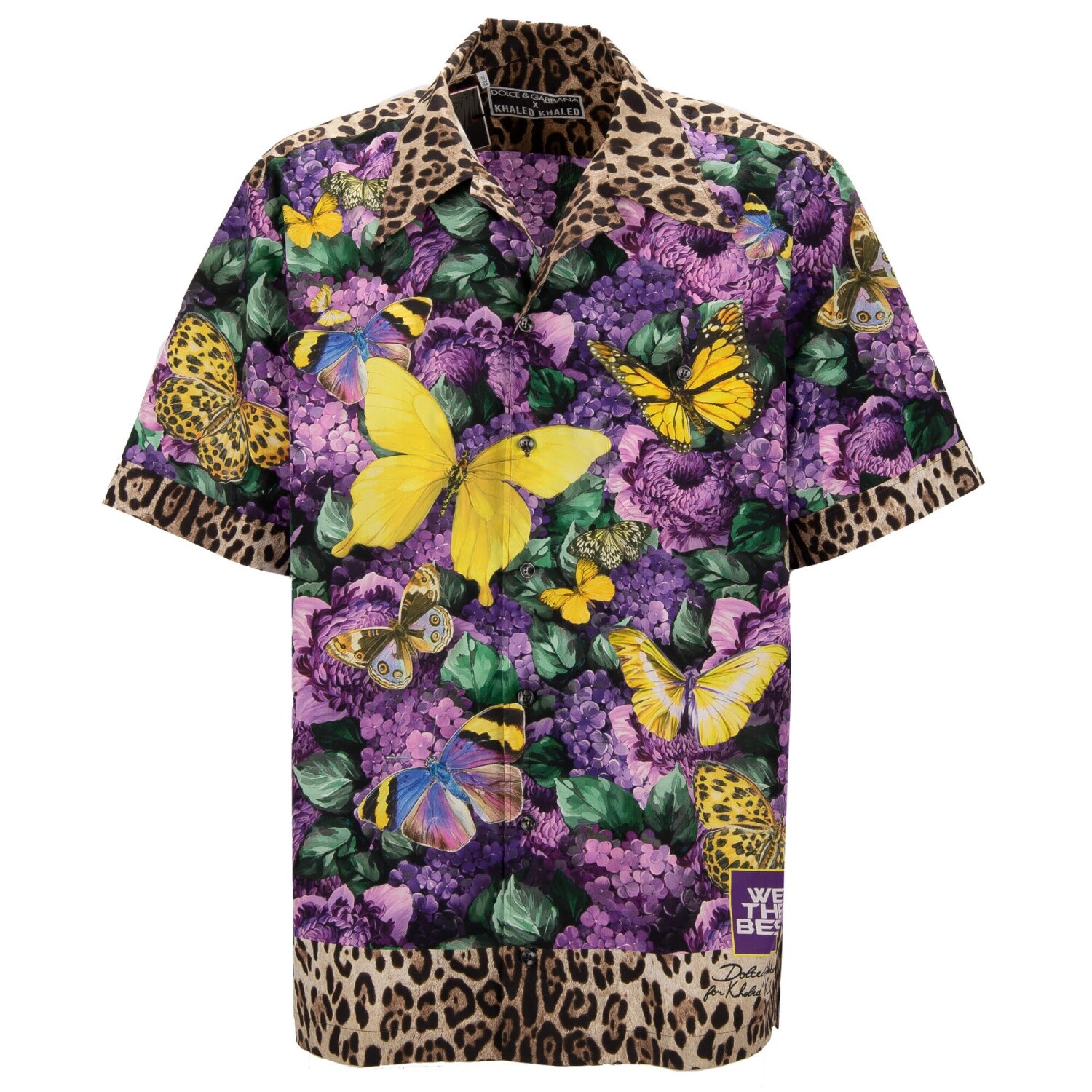 Dolce & Gabbana × DJ Khaled フラワー ライオン 半袖Tシャツ Dolce & Gabbana Silk Hawaiian Shirt With Lion Mix Print In