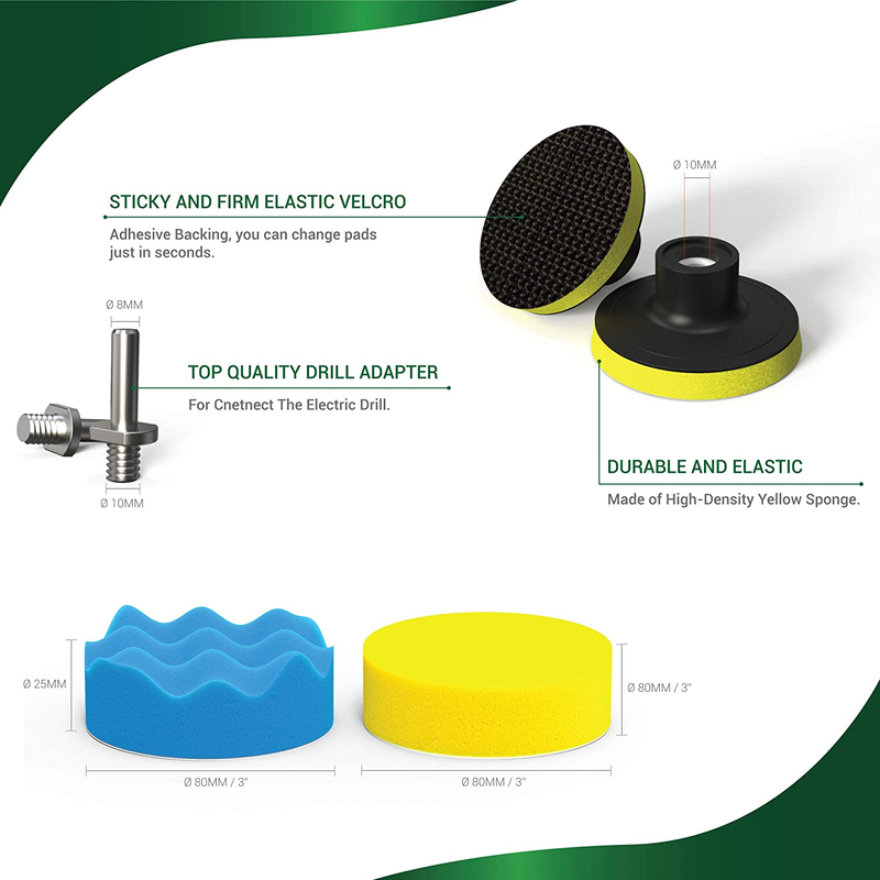 22-Piece Car Foam Drill Polishing Pad Kit with Sponges, Pads, Adapters