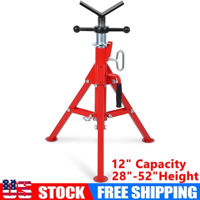 V-Head Pipe Stand Folding Tripod Jack 28''-52'' Height 1/2-12'' Pipe 2500Lb Steel