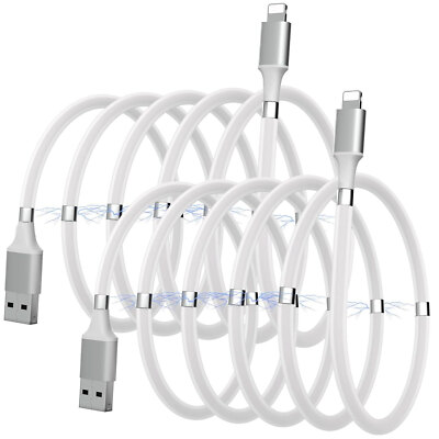 Magnetic Coiled USB-A to iPhone Charger Cable for iPhone 14 13 12 11 Pro Max XR