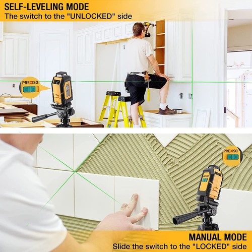 REXISO 360° Laser Level Tripod 100Ft Self Leveling Cross Line Laser Level w/Bag