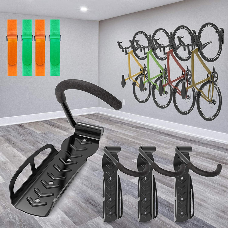 Hanger Storage Sy | 4 Pack Garage Bike Rack Wall Mount Organizer Bike ...