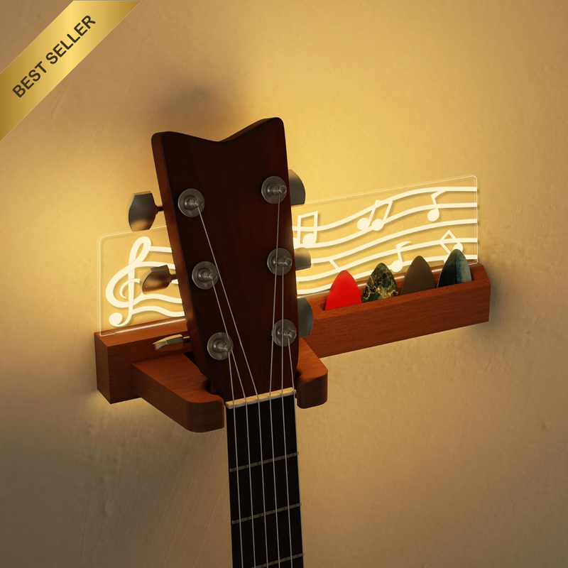 Guitar Wall Mount Stand with LED Lights for Acoustic Electric Bass