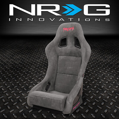 Ковшеобразное гоночное сиденье NRG Innovations Prisma из оружейного металла и алькантары с фиксированной спинкой Medium