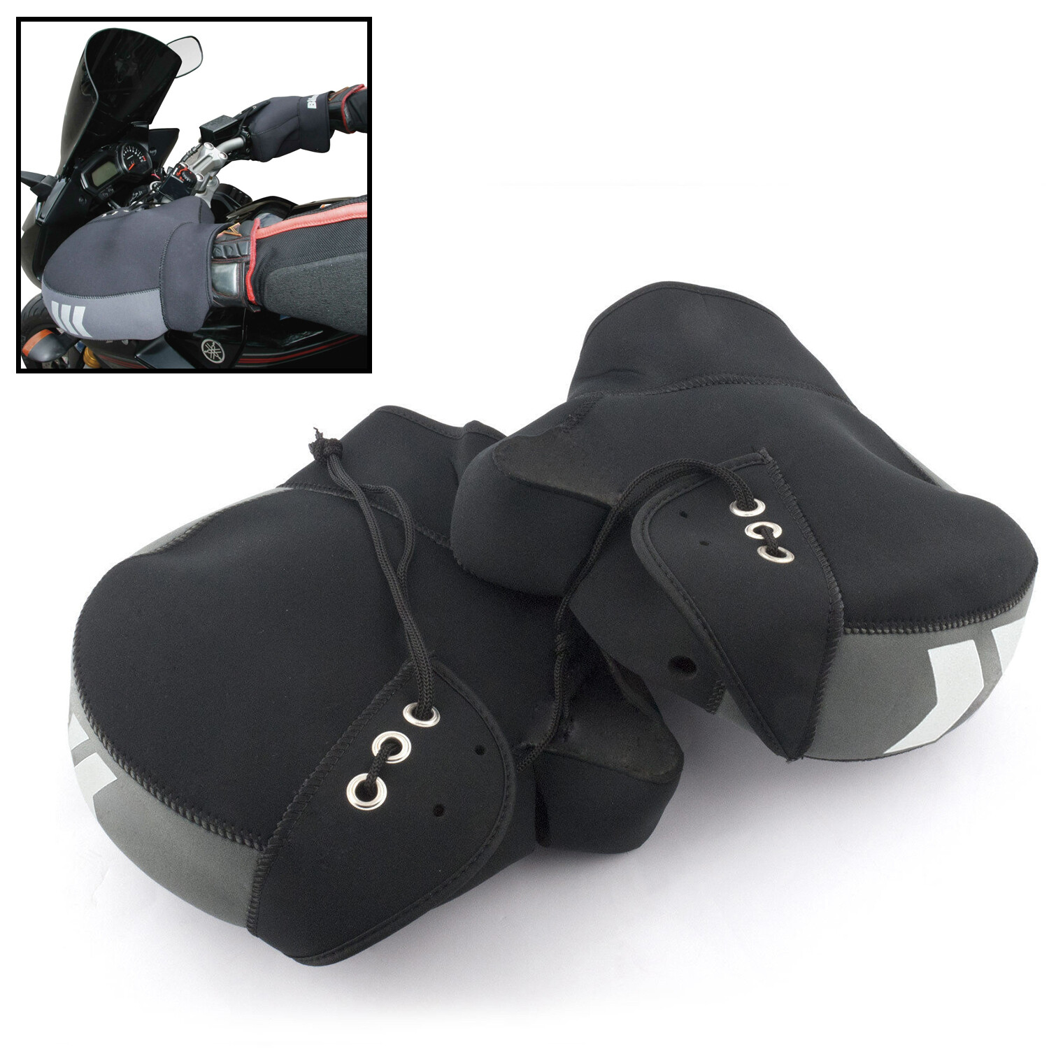 Motorcycle Bar Muffs Scooter Neoprene Winter Hand Warmers Bar Mitts Black Grey