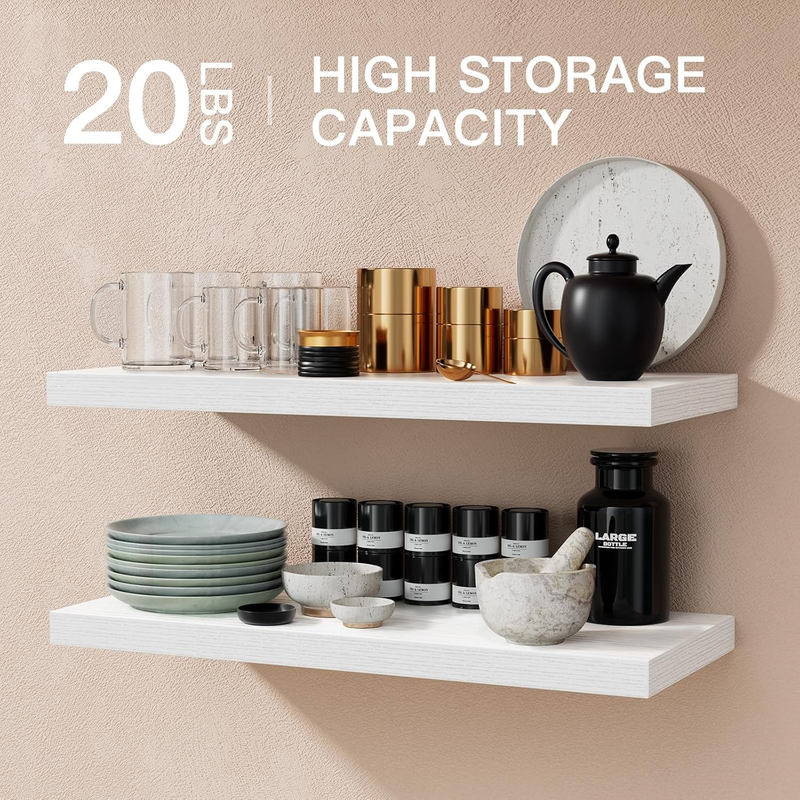 Floating Shelves Large, 24 x 7 Inch Wall Shelves for Bathroom, Bedroom, Kitchen,