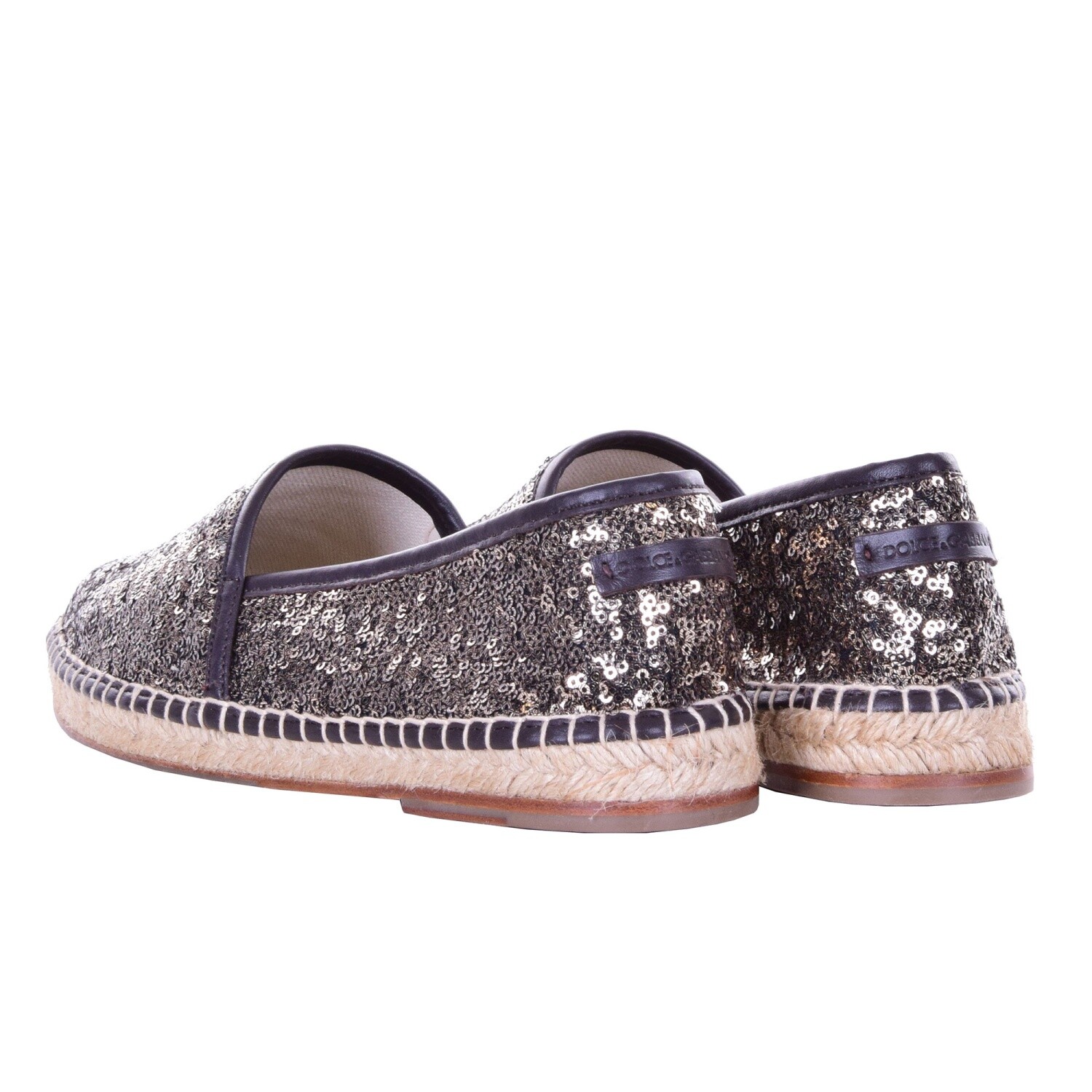 Pre-owned Dolce & Gabbana Sequined Espadrilles Shoes Tremiti Gold Black 08125