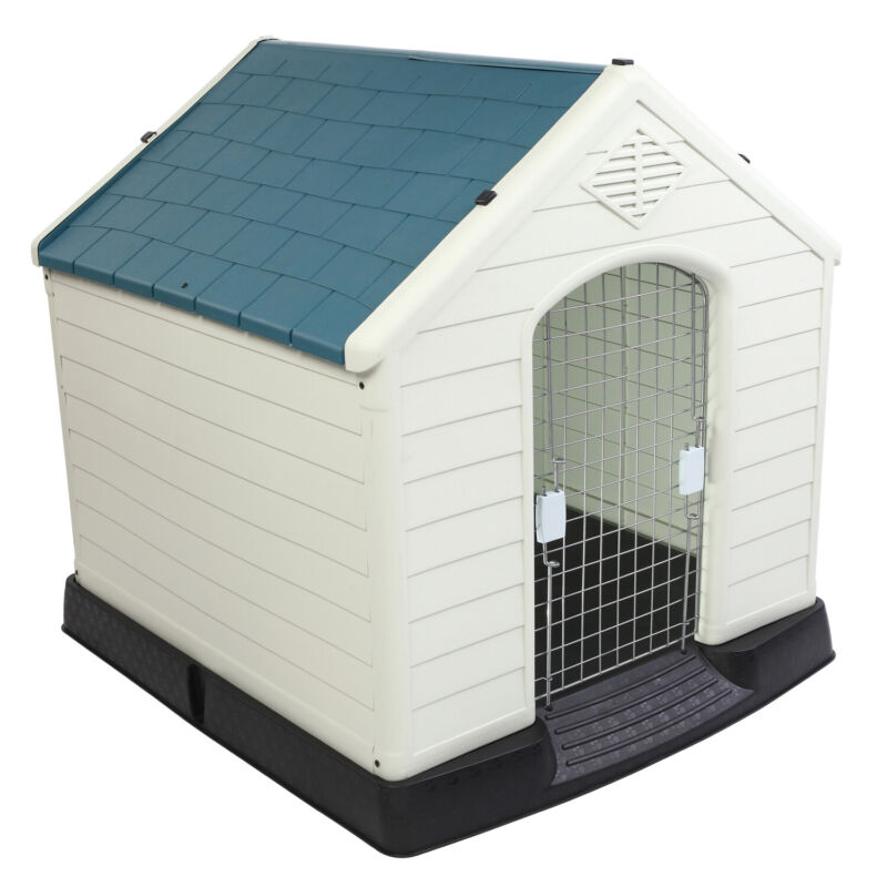 Plastic Dog House Pet Dog Kennel Water Resistant with Door for Indoor & Outdoor